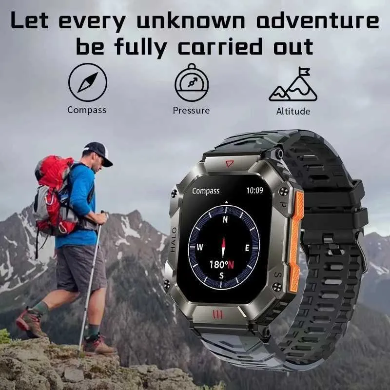 SMART WACKES 2024 NYA MILITÄRA Outdoor Men's Smart Watch Compass GPS Track Weather AI Voice 120+Sportlägen 620mah Smartwatches Men Womenl2401