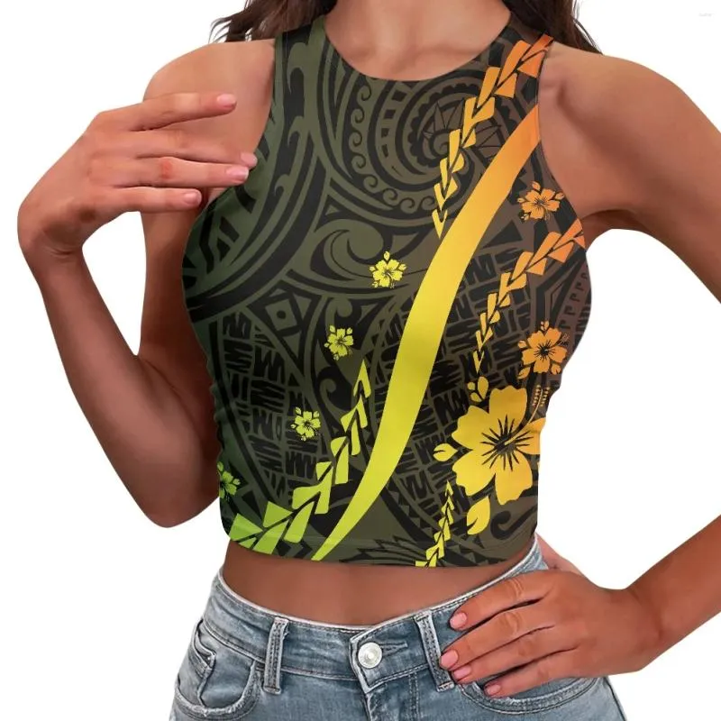 Carri armati da donna Tribale polinesiano Totem hawaiano Tatuaggio Hawaii Stampe Gilet a bretella a forma di O per T-shirt senza maniche stile estivo