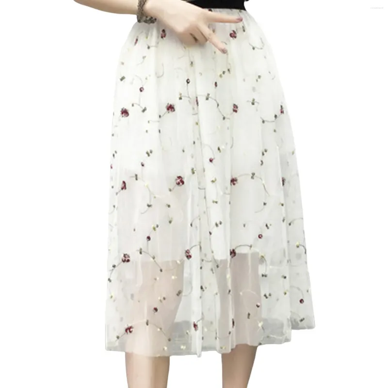 Skirts Women's Medium Length Gauze Skirt Breathable Tulle Dress With One Size For Ladies Everyday Casual