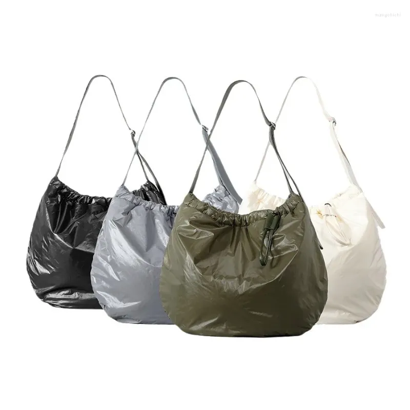 Evening Bags Nylon Cloth Drawstring Bucket Women's Simple All-match Cotton-padded Jacket Large Capacity Wide Shoulder Strap Bag