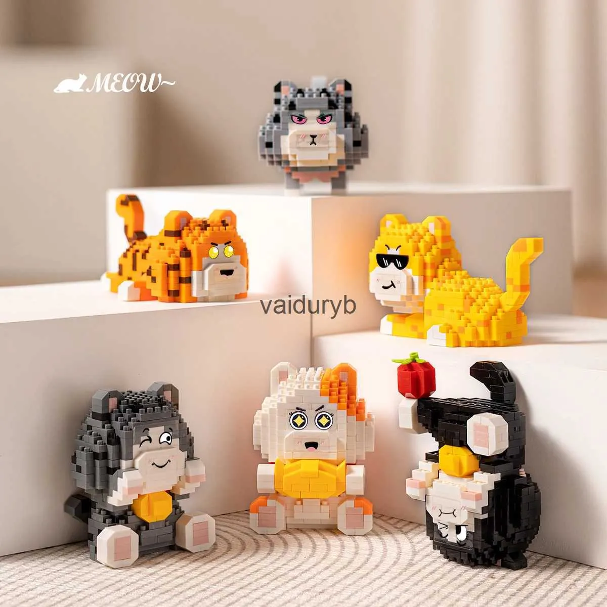 Blocchi magnetici giocattoli per bambini figurine di cartoni animati creativi modelli di gatti puzzle di assemblaggio blocchi di costruzioni decorazioni per il desktopvaiduryb