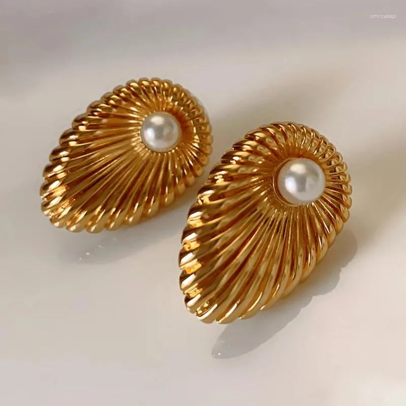 Stud Earrings Textured Metal Post For Women Imitation Pearl Retro High-end Design Geometric Fancy Accessories Party Gifts MQ043