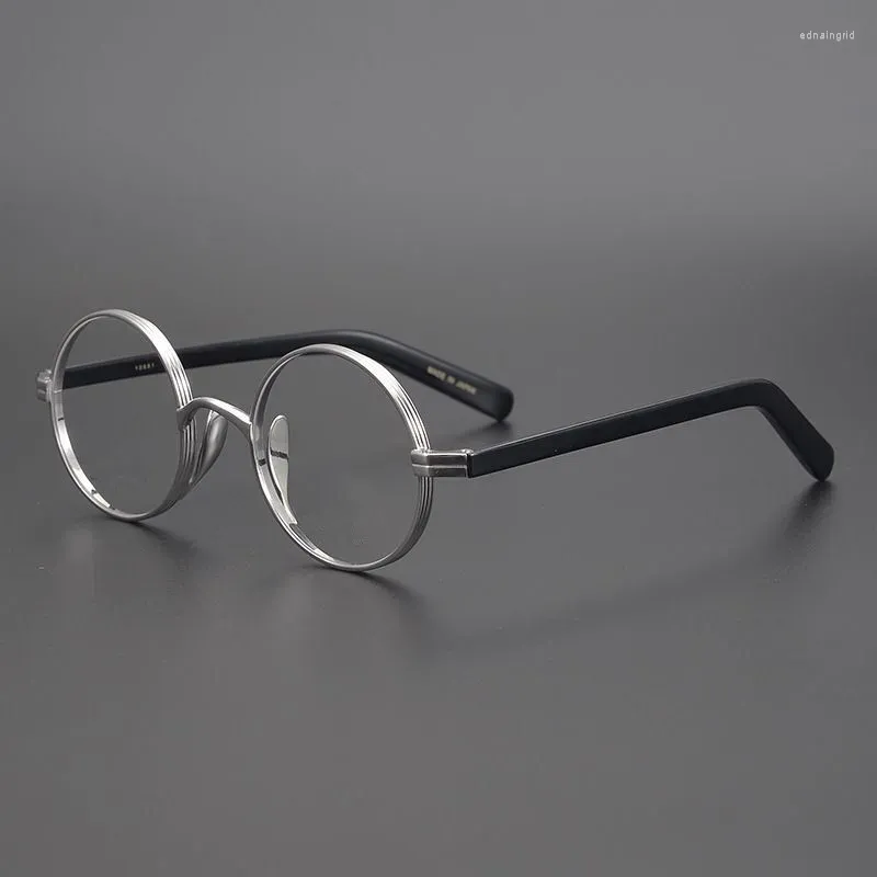 Zonnebrilmonturen Japanse Brillen Titanium Ronde Bril Mannen Vrouwen Optische Handgemaakte Ultralichte Kleine Frame Retro Brillen Bijziendheid DE