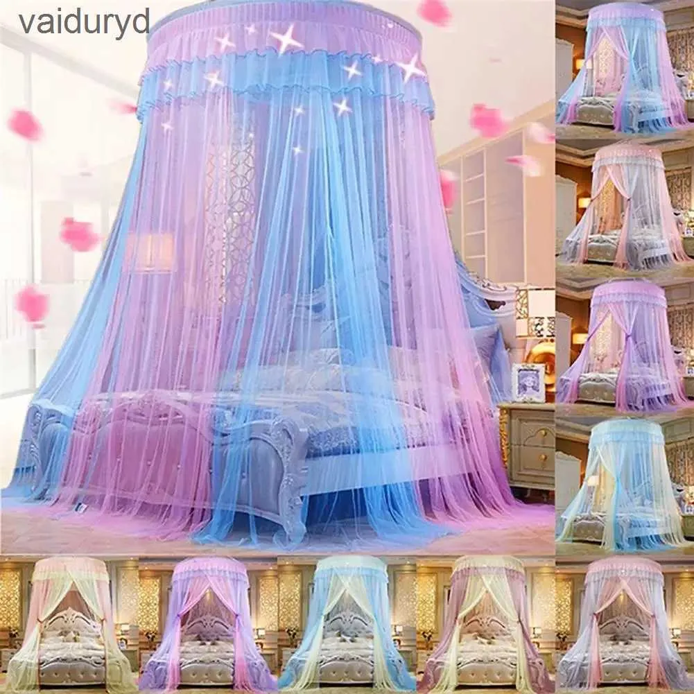 Mosquito Net Bed Canopy Hung Mosquito-proof Net Round Top Princess Bed Tent Curtain Foldable Canopy On The Bed Elegant Fairy Lace Dosselsvaiduryd