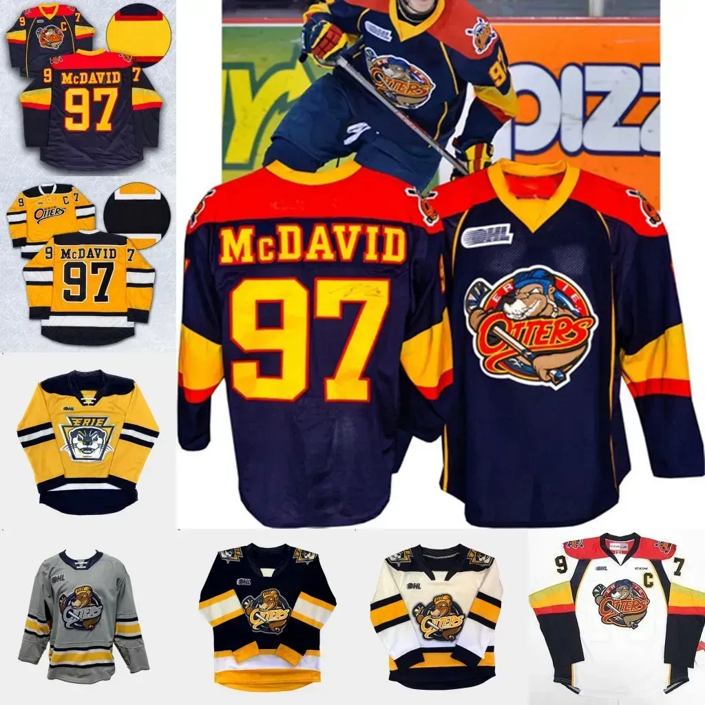 Ohl Erie Otters Hockey -Trikot Connor McDavid Alex Debrincat 17 Taylor Raddysh Dylan Strome Travis Dermott Jugendtrikots