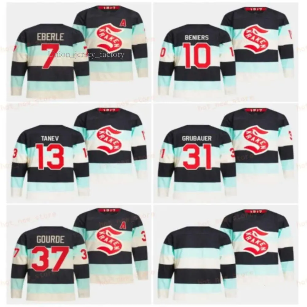 Deep Sea Blue 2024 Maillots de hockey classiques d'hiver 37 Yanni Gourde 10 Matty Beniers 31 Philipp Grubauer 13 Brandon Tanev 7 Eberle Burakovsky Hommes Ed 7677