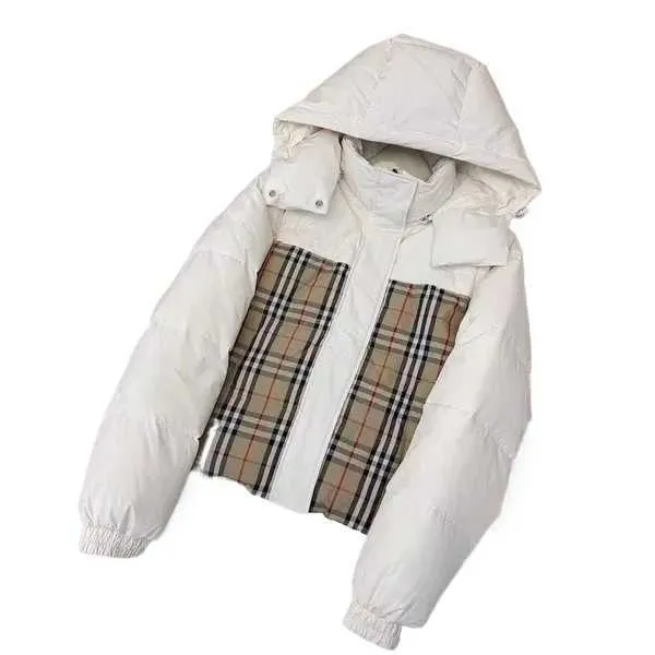 Omkeerbaar donsjack voor buiten leren dames Luxe dames winter cropped parka klassieke ruit gestreepte designerkleding 1C9CX