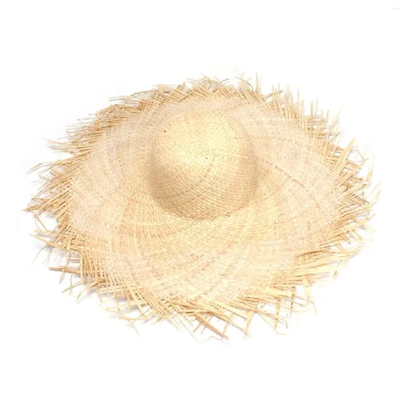 Chapeaux à large bord Chapeau de protection solaire pour femmes Chapeau de plage fait à la main Grand pare-soleil Accessoires pour cheveux Casquette de paille pour femmes Casquette Femme 2024