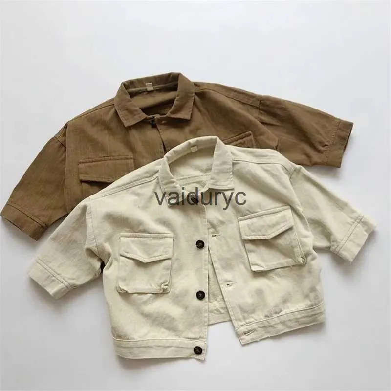 Jackets Autumn New ldren Casual Coat Baby Long Sleeve Safari Jacket For Boys Girls Pocket Cardigan Kids Tops Toddler Clothes H240508