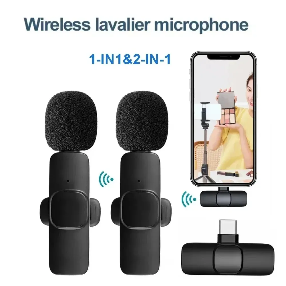 K9 Wireless Lavalier Microphone Portable Audio Video Recording Mini Mic for iPhone/Type-C Live Broadcast Gaming Phone Mic