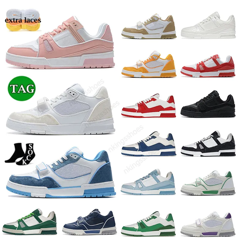 Moda Virgil Trainer Scarpe casual Sovrapposizioni in pelle di vitello goffrata Abloh Denim Nero Rosso Marrone Bianco Tela DHgate Sport Sneakers Pelle da tennis bassa