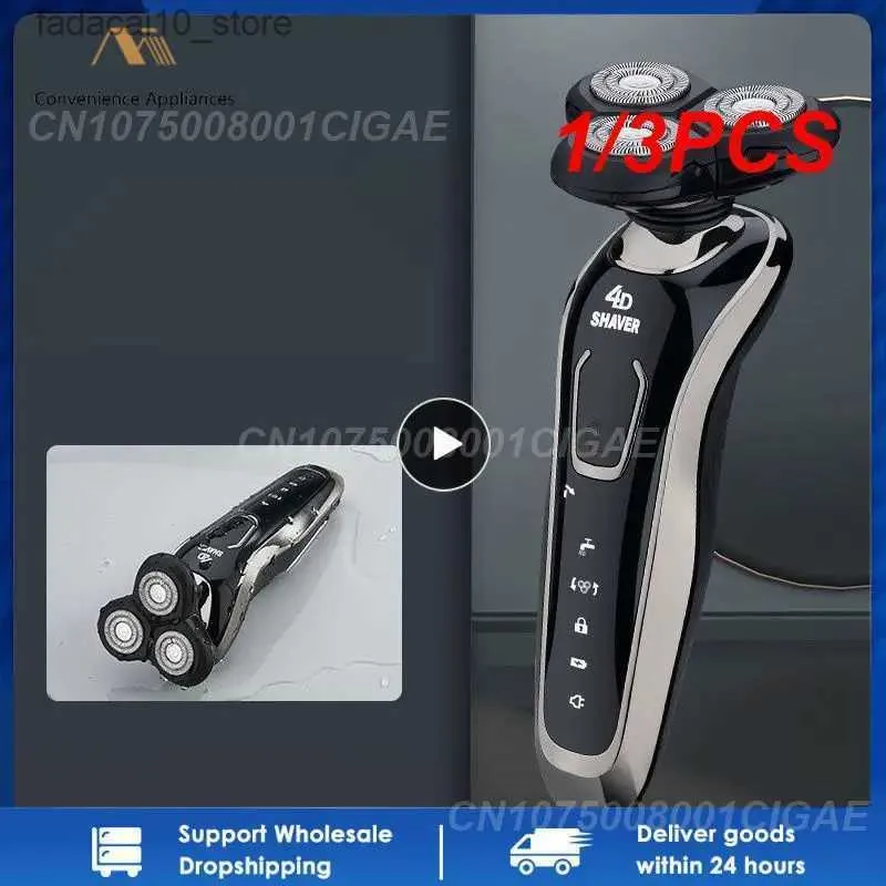 Electric Shavers 1/3PCS New Electric Razor Rechargeable Electric Shaver For Men Wet 4D Floating Heads Shaving Machine Beard Trimmer Hair Q240119