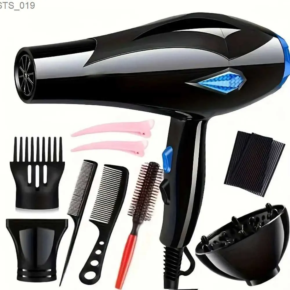 Sèche-cheveux Ensemble de sèche-cheveux professionnel multi-accessoires, moteur DC pour un séchage rapide, 2 vitesses, avec buse de diffusion, peigne concentré