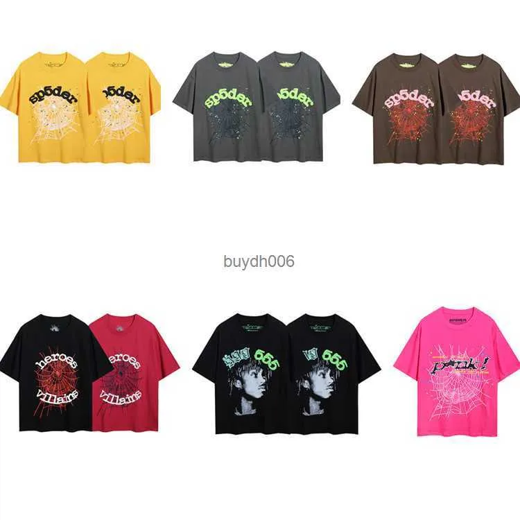 Spider Web T-shirt pour hommes Designer Sp5der T-shirts pour femmes Mode 55555 Manches courtes Modèle d'été Young Thug Star mousse imprimé autocollant laser Kcbh