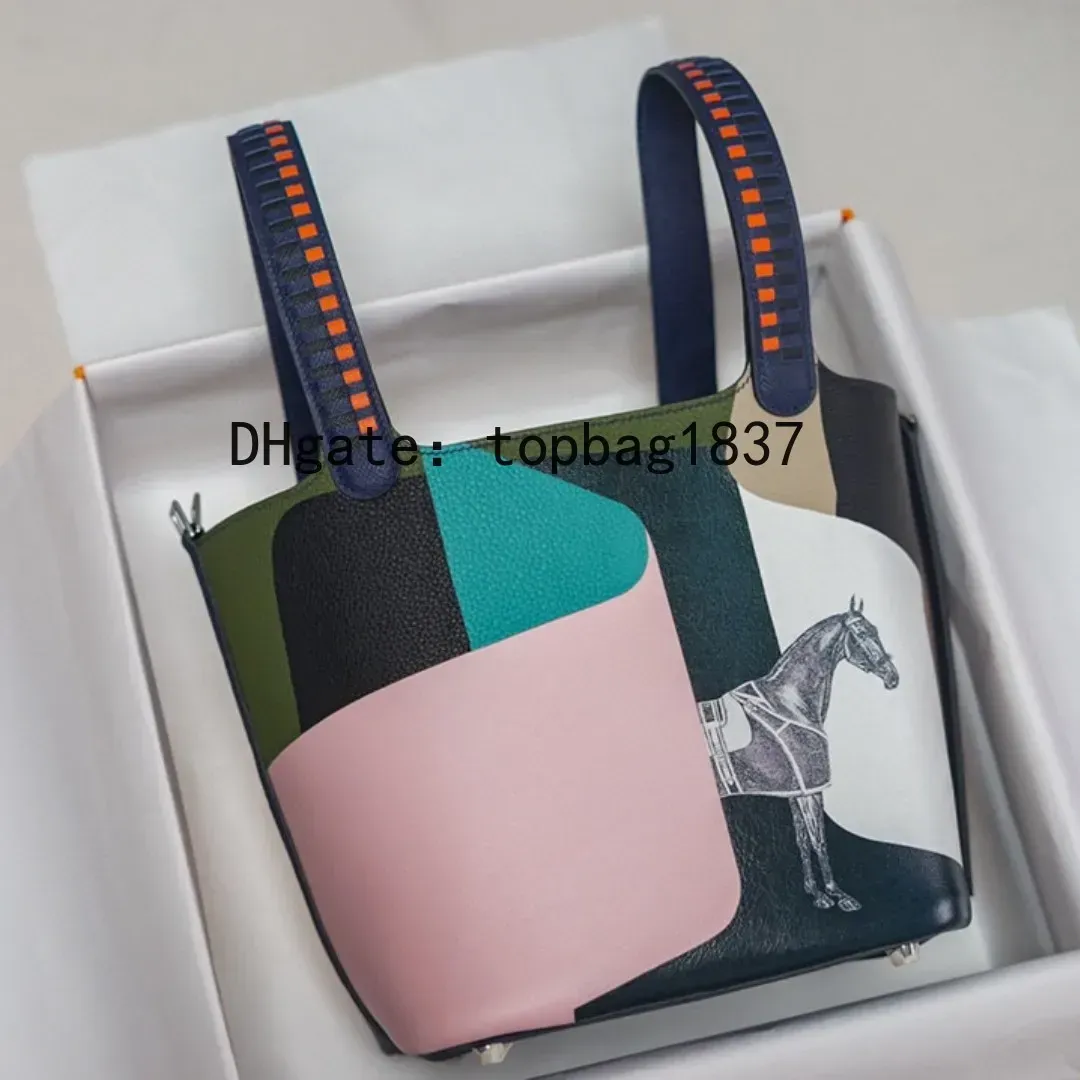 Designer tote bag bucket bag 22cm 10A mirror quality total Handmade luxury handbag special customized style Hand-painted splicing technology with original box
