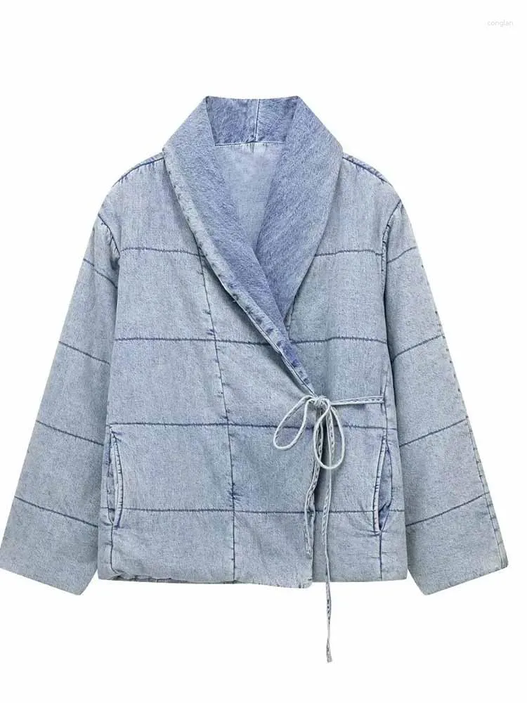 Trenchs pour femmes Automne Mode Européenne et américaine Casual Polyvalent Veste en denim de coton à manches longues