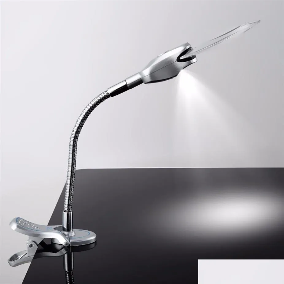 Akcesoria meblowe 2 5x 90 mm 4x 21 mm Lampa LED Lampa Clip-On Desk Table powiększanie szklanki Lup Trwałe instrumenty optyczne Magnif Dhpck