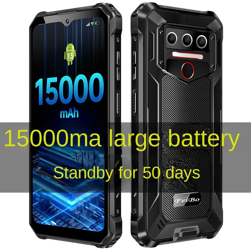 2024 Outdoor Echte Goederen Militair Drie-Proof 15000 MA Ultra-Lange Stand-by Luid Waterdicht Valbestendig NFC Groot Scherm Smartphone