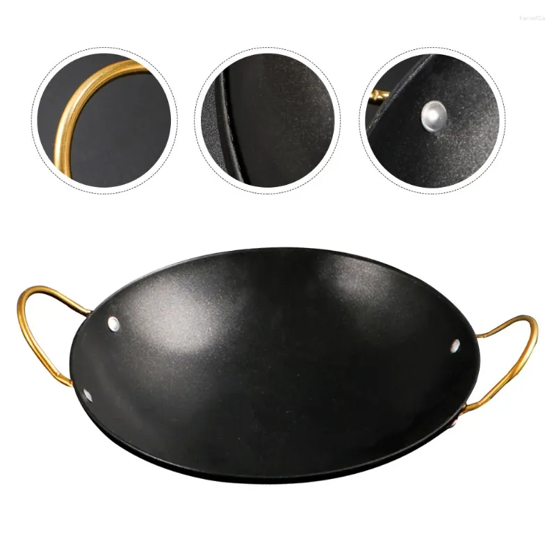 Pannor Seafood Pot Double Ear Cooking Cookware Japanese Style Stål Wok With Lid redskap Commercial Griddle Soup Steamer