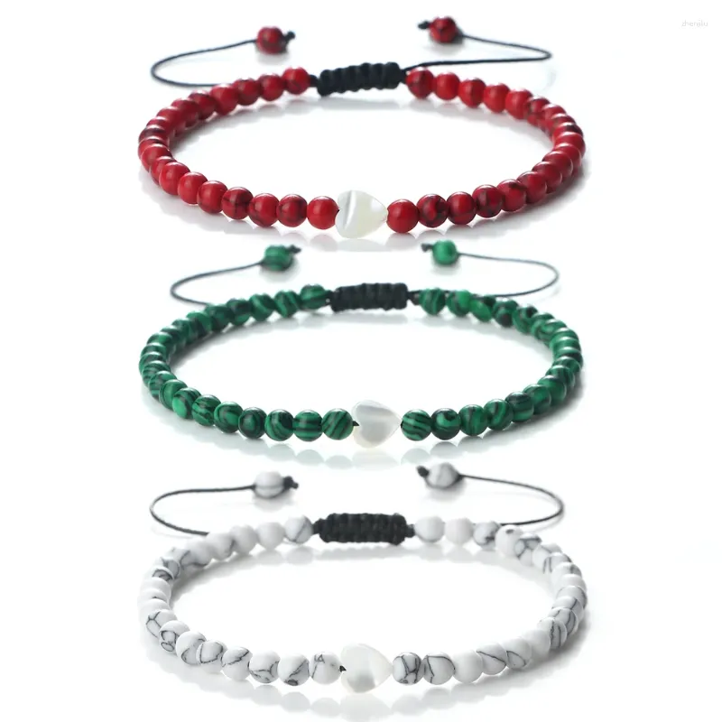 Strand Hart Shell Handgemaakte Verstelbare Armbanden Voor Vrouwen Mannen Charm Natuursteen Lava Tijgeroog Agaat Kralen Armband Yoga Sieraden