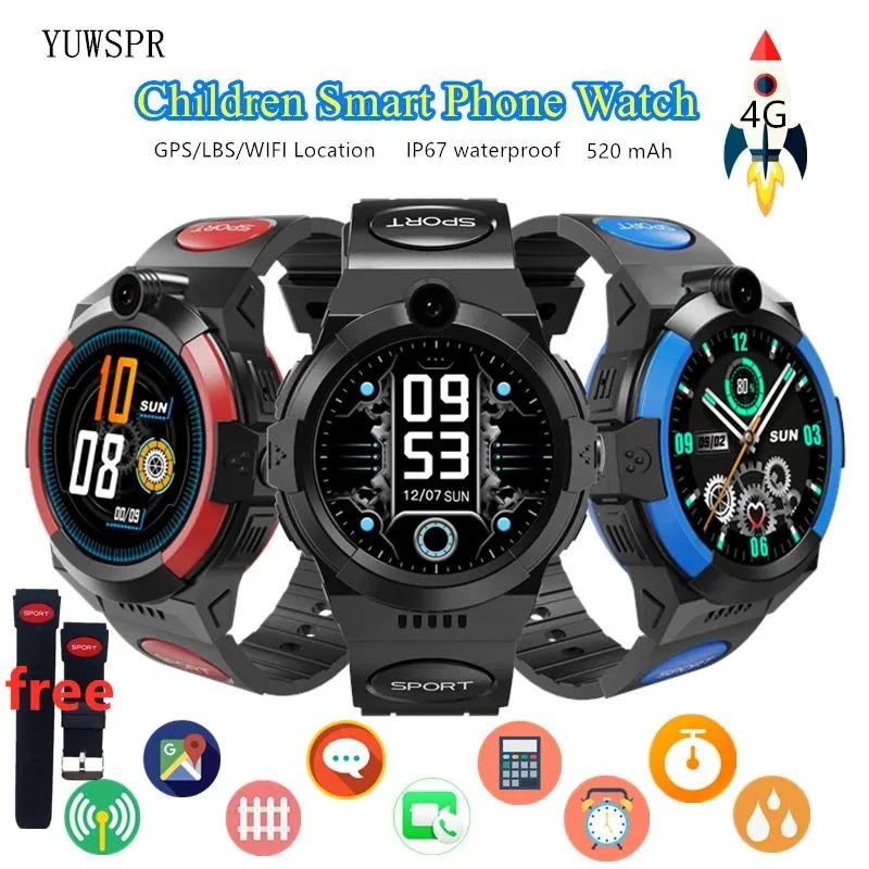 Montres 4G enfants GPS montre intelligente 1.28 "étanche GPS WiFi LBS suivi à distance SOS appel vidéo SIM horloge téléphonique pour 3 ~ 12 garçons filles LT32