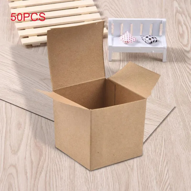 Förvaringsflaskor vikbox jul godis 50pc cupcake papper kraftlådor bröllop hem diy måltid förberedande containrar