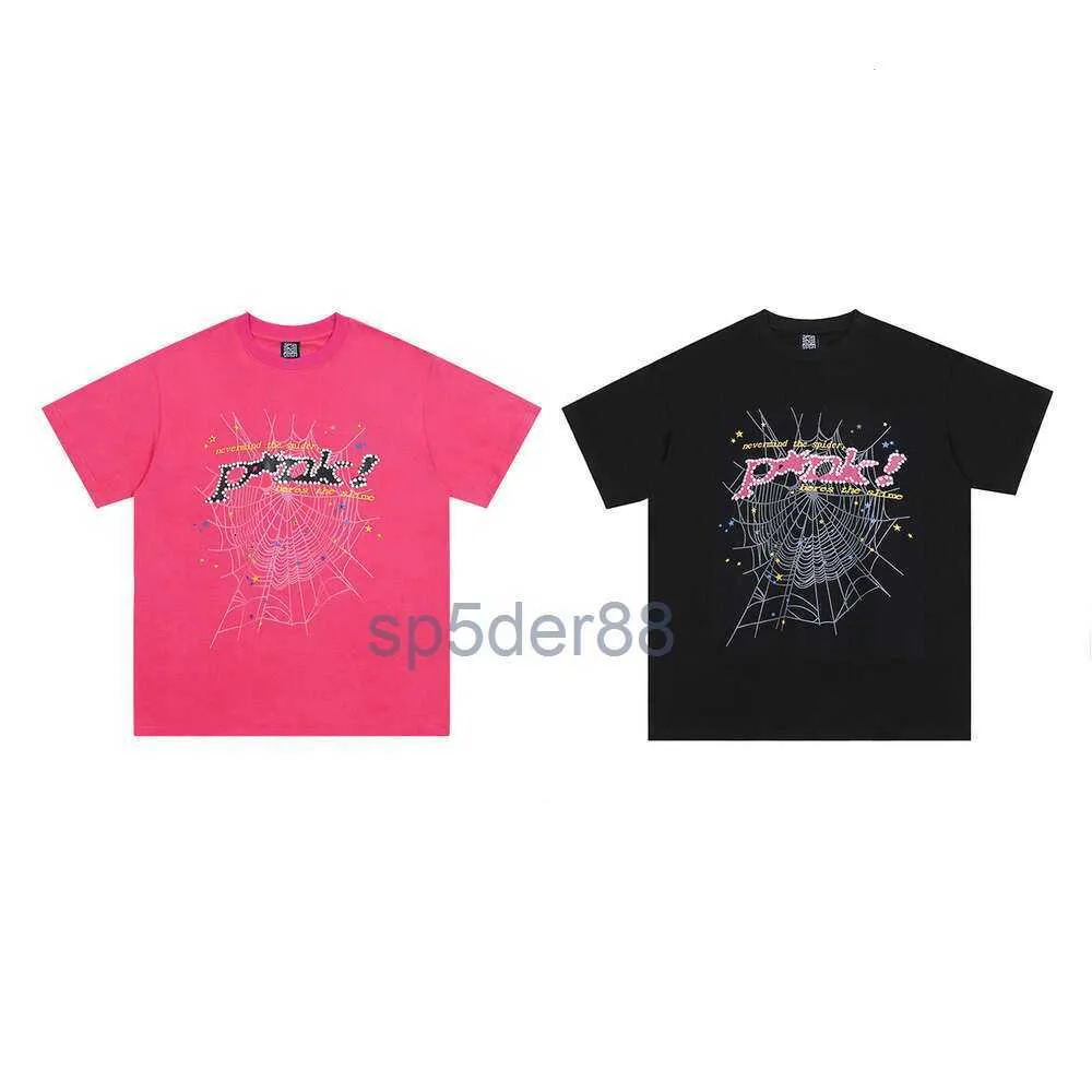 Camisetas de diseñador de verano Trendy Sp5de Spider Web 555555 Camiseta de manga corta con estampado de retrato para hombres y mujeres American High Street Half Sleeves Luxury EVU9