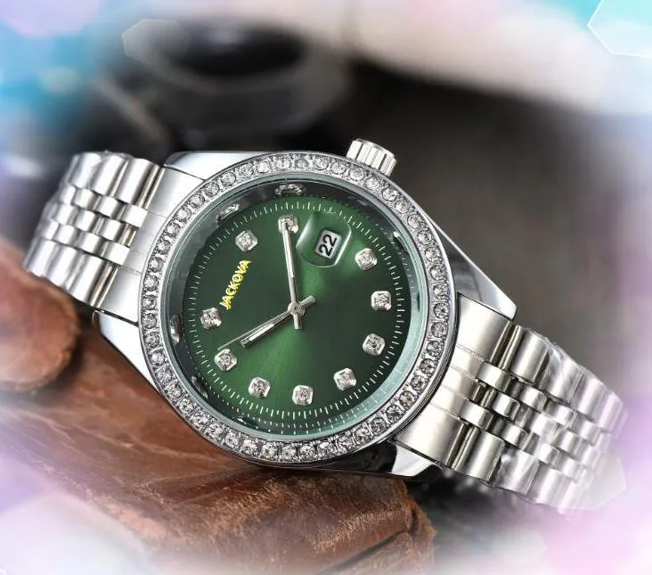 Słynny klasyczny trzy szpilki design zegarek luksusowy moda kryształowe diamenty mężczyzn obserwuje kobiety kwarcowe ruch damski stal nierdzewna opaska