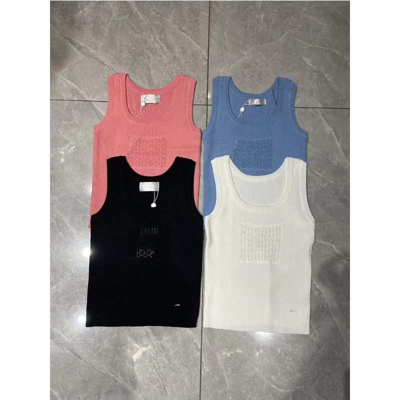 Tops vest summer women new tank top Female Femme Knits Tees Designer Embroidery Knitted Vest Sport Breathable Yoga Vest Tops 4 styles black white pink blue