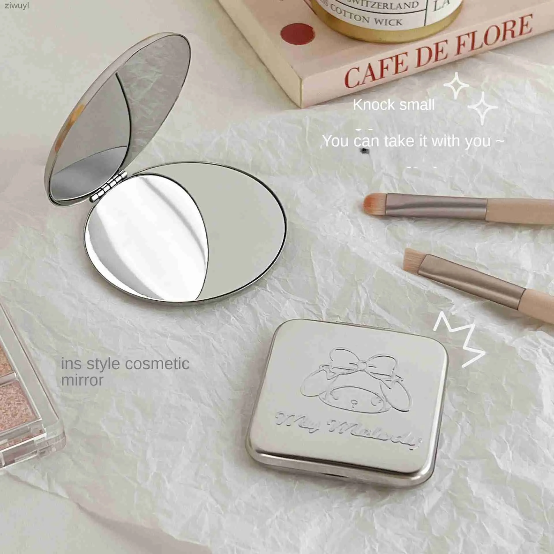 2PCS Mirrors 1Pcs Stainless Steel Makeup Mirror Portable Small Mirror Ins Handheld Double-sided Folding Mirror Beauty Tool New