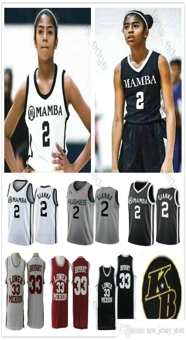 Gianna Maria Onore 2 Gigi Gianna UConn Huskies College Lower Merion Mamba XX 33 High School Memorial Retired Basketball Jerseys2224005