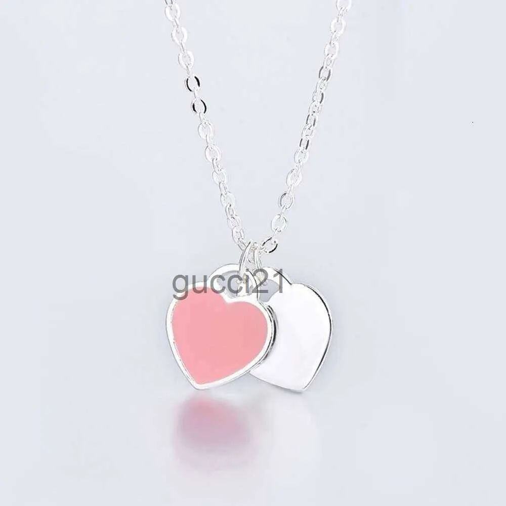 Silver Blue Popular S925 Necklace Light Luxury Peach Pendant Shaped Collar Gifts to Girl Friends Oxhm