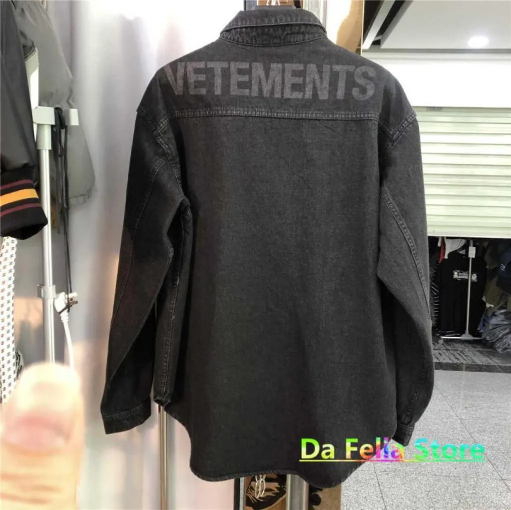 2021 Vetements Jackets男性女性バックビッグレター印刷vetementsデニムジャケット11高品質VTMカウボーイロングヘムx07109106923