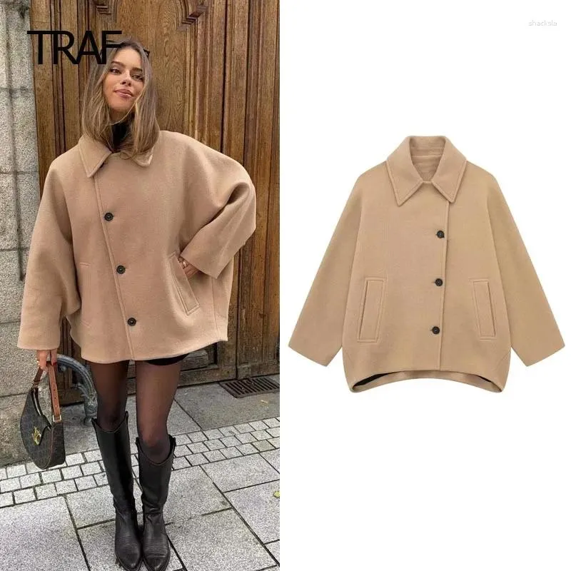 Women's Jackets Tweed Cropped Coat Women Bomber Jacket Autumn Winter Wool Coats & Mix Long Sleeve Top In Outerwear Chic Elegant