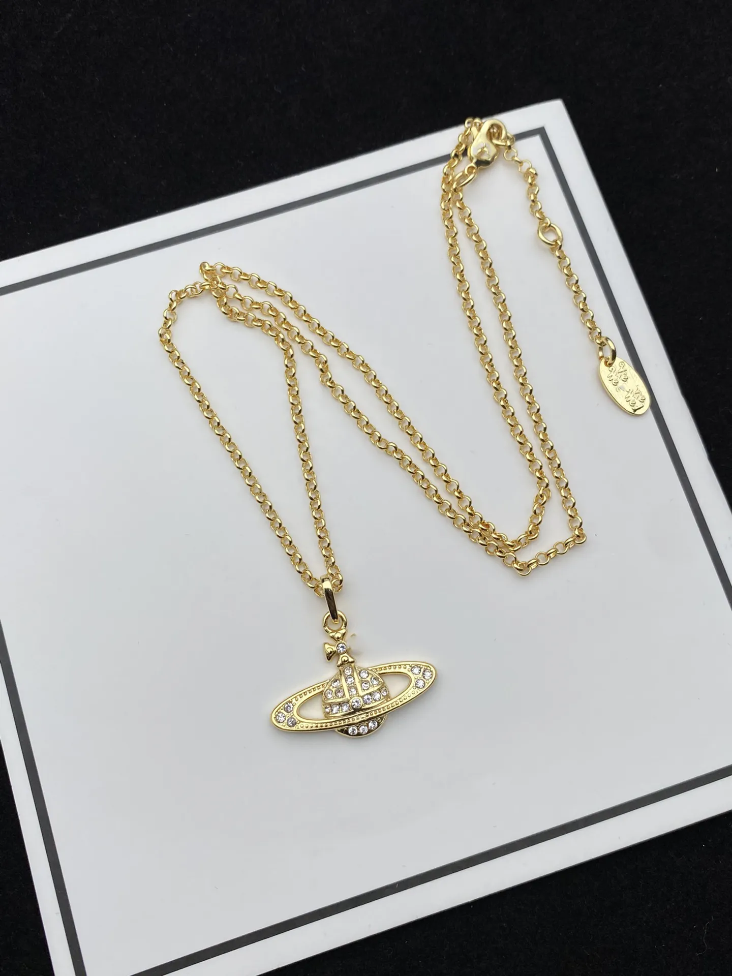 Saturn Designer Vrouwen Parelketting Viviane Choker Hanger Ketting Kristal Gouden Ketting Sieraden Westwood Accessoires 5345
