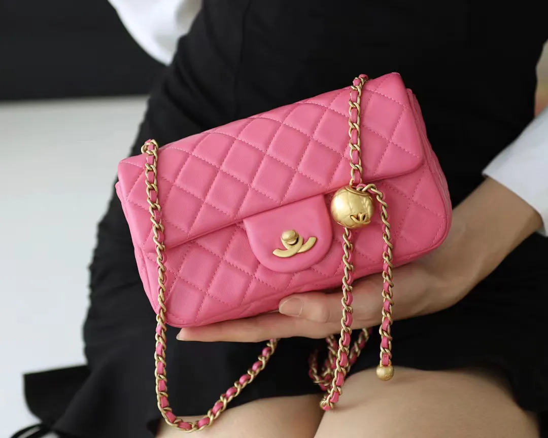 9A Evening bags Designer crossbody Mini chain camera shoulder bag women pink Purse makeup wallet bag Classic card holder Leather Bag Gold ball fashion envelope