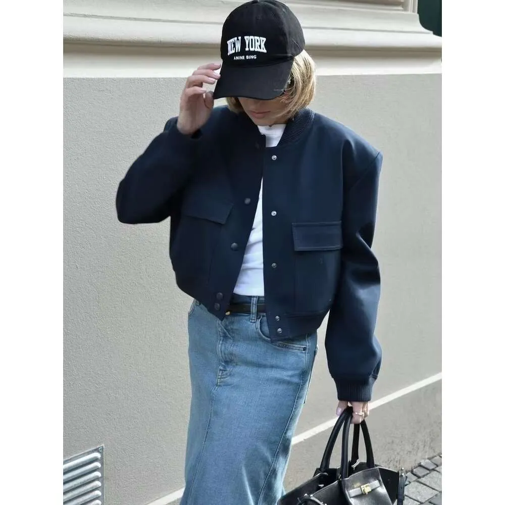 女性用ジャケットTraf Vintage Solid Long Sleeve Bomber Jacket Spring女性カジュアルコートストリートウェア2023女性エレガントなデザイナー春と秋の爆撃機ジャケット194