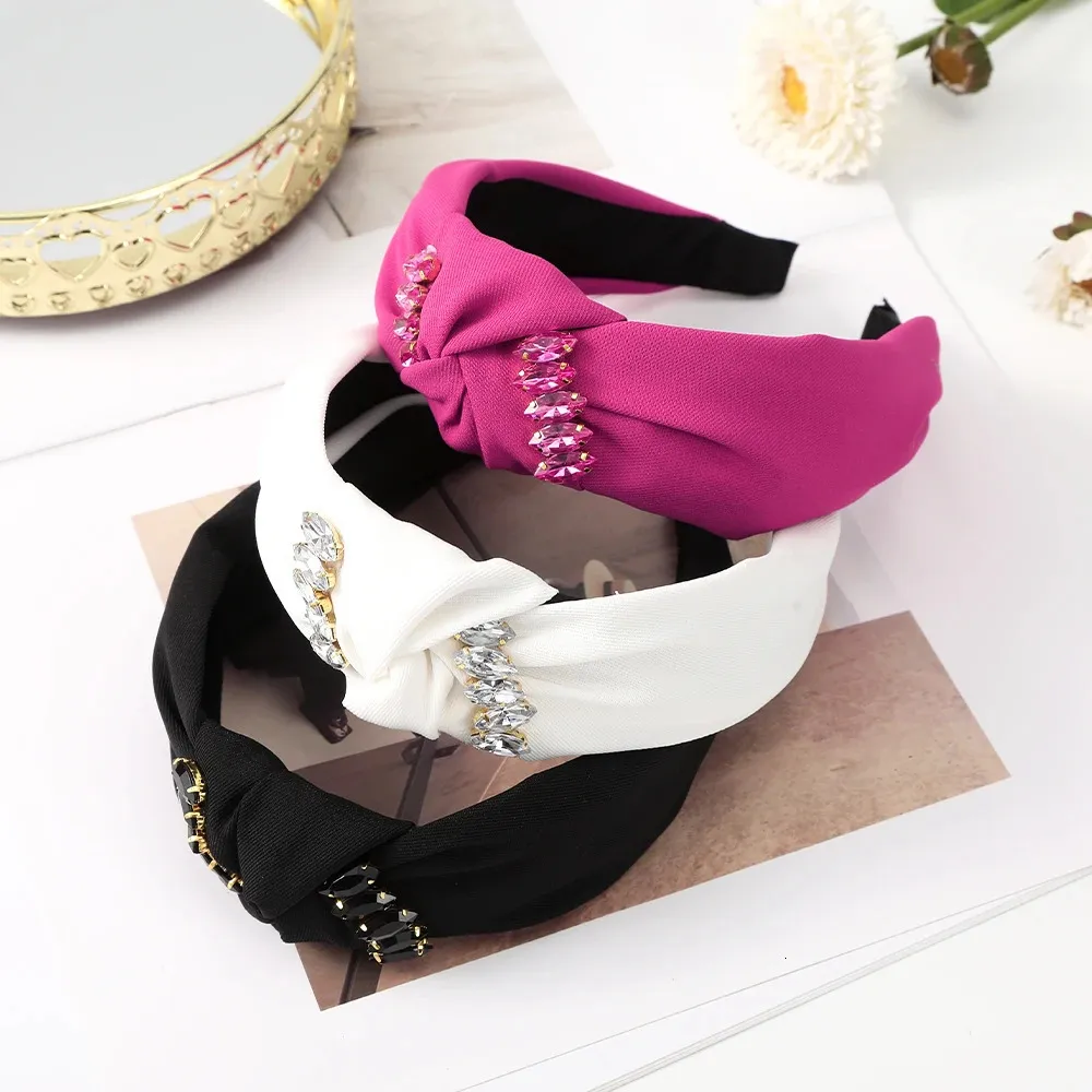 Black Rose Red Hair Bands Girls Women Fashion Pannband Hår Hoops Wide Rhinestone Design Hårband Huvudband Hårtillbehör 240119