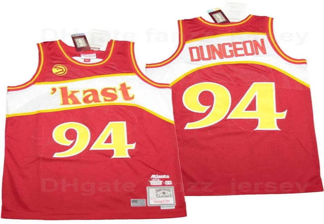 Moive Outkast x BR Remix Basketball 94 Dungeon Jerseys Man Vintage Breseable Pure Cotton Pultover Team Color Red Retro Sports Uni7728366