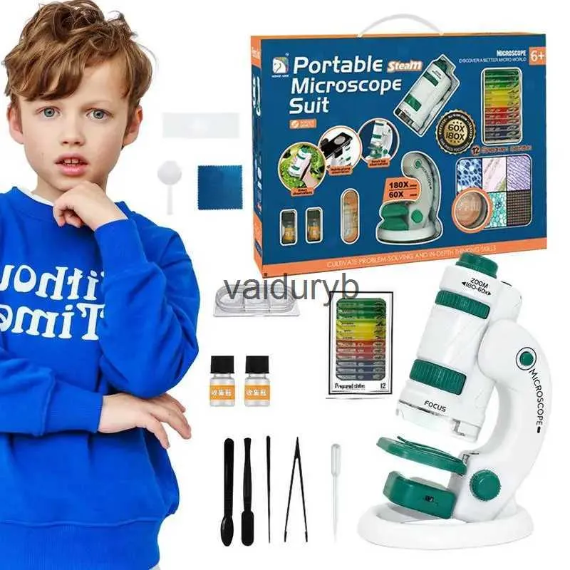 Microscopi per la scoperta della scienza per bambini Giocattoli per esperimenti scientifici con luci a LED Attività di esperimento Giocattoli educativi Giocattoli scientifici Kit STEM Kidsvaiduryb