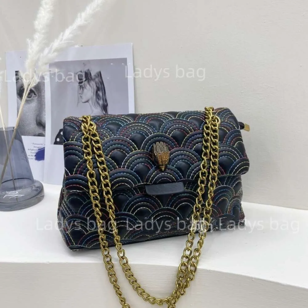 Tasarımcı Orijinal Deri Kurt Geiger Gökkuşağı Omuz Çantası Ünlü Çantalar Çanta Lüks Londra Erkek Flep Mini Debriyaj Tasarımcı Çanta Zincirleri Lady Crossbody Sling 594