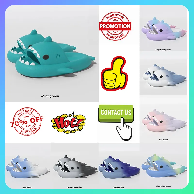Designer Casual Platform Shark Slides tofflor Män Kvinna Rainbow Fashion Slip Wear-Resistent Light Weight Breattable Low Cut Super Soft Sandals Size36-45