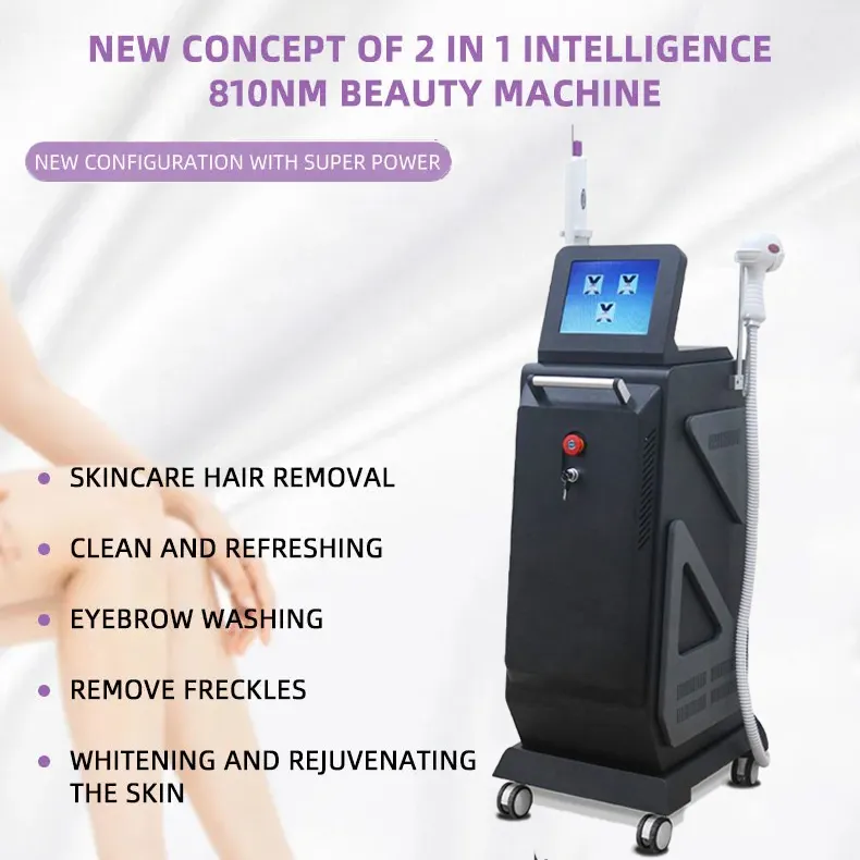 Puissant Diode Laser 810nm + Picolaser Tatouage Épilation Indolore Rapide Pigment Correct 810 Diode Nd Yag Picoseconde Salon de Beauté