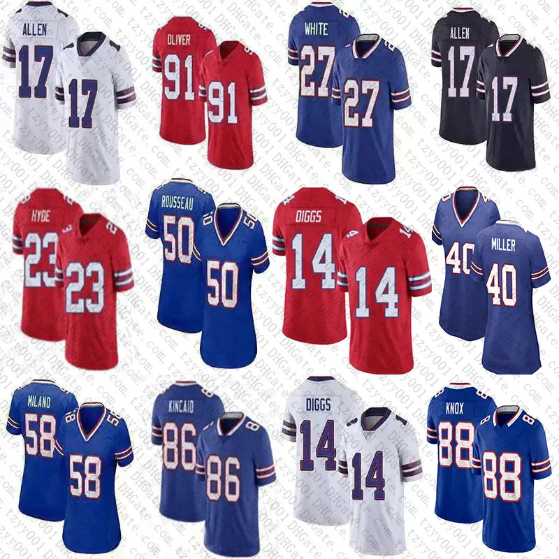 Josh Allen Stefon Diggs Maillot de football personnalisé Dalton Kincaid Dawson Knox Gabriel Davis James Cook Ed Oliver Dion Dawkins Rasul Douglas Terrel Bernard Khalil Shakir