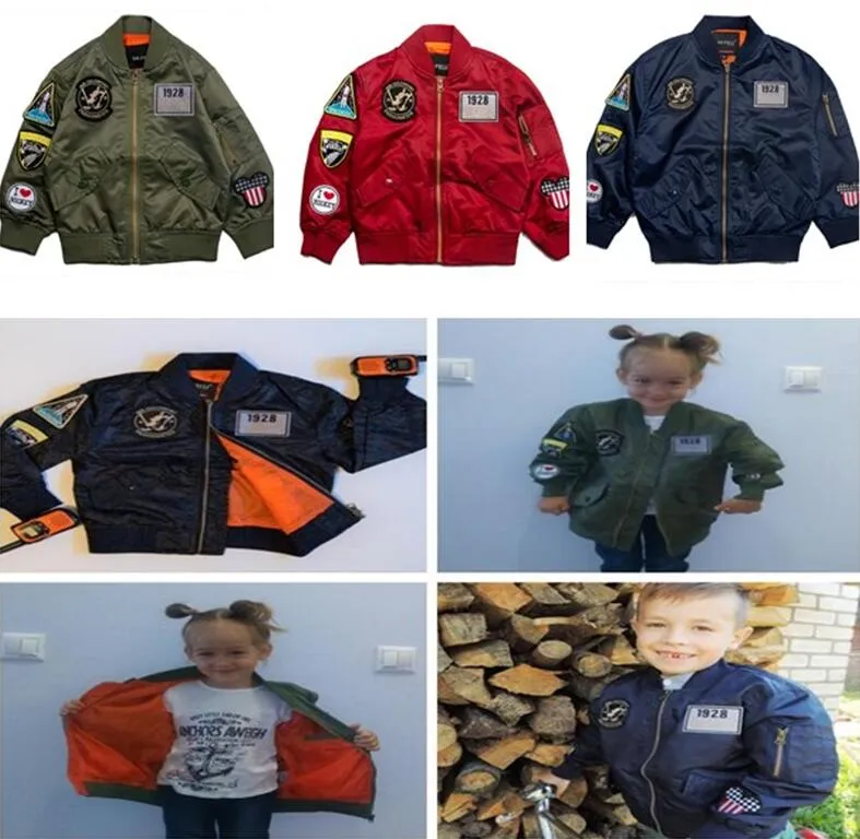 New Autumn and winter thickened fleece child pilot MA-1 jacket thickened baby coat Hip-hop casualHip-hop casual boys/girls large and middle children baseball jacket