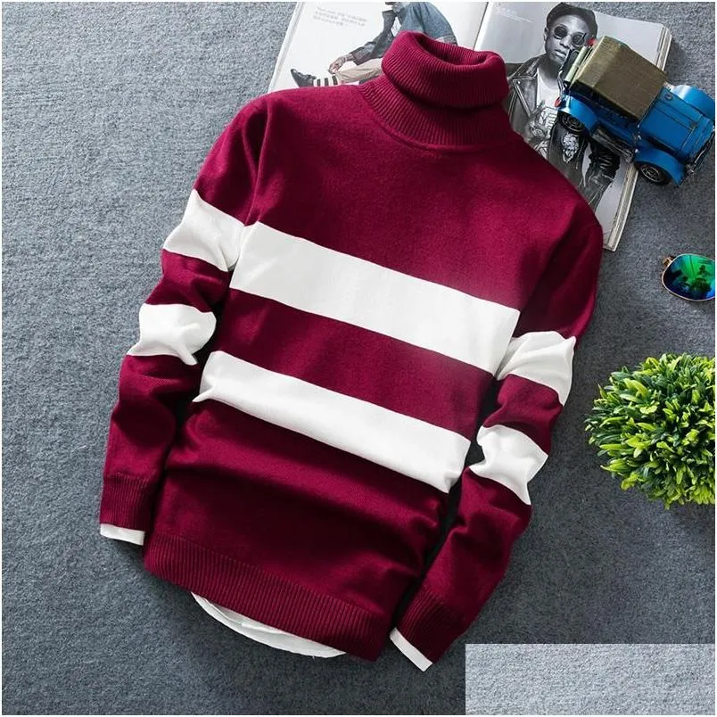 Männer Pullover Kaschmir Plover Männer Pullover Mode Rollkragen Dünnen Pullover Herbst Herren Casual Gestrickte Drop Lieferung Bekleidung Männer Cl Dhjl6