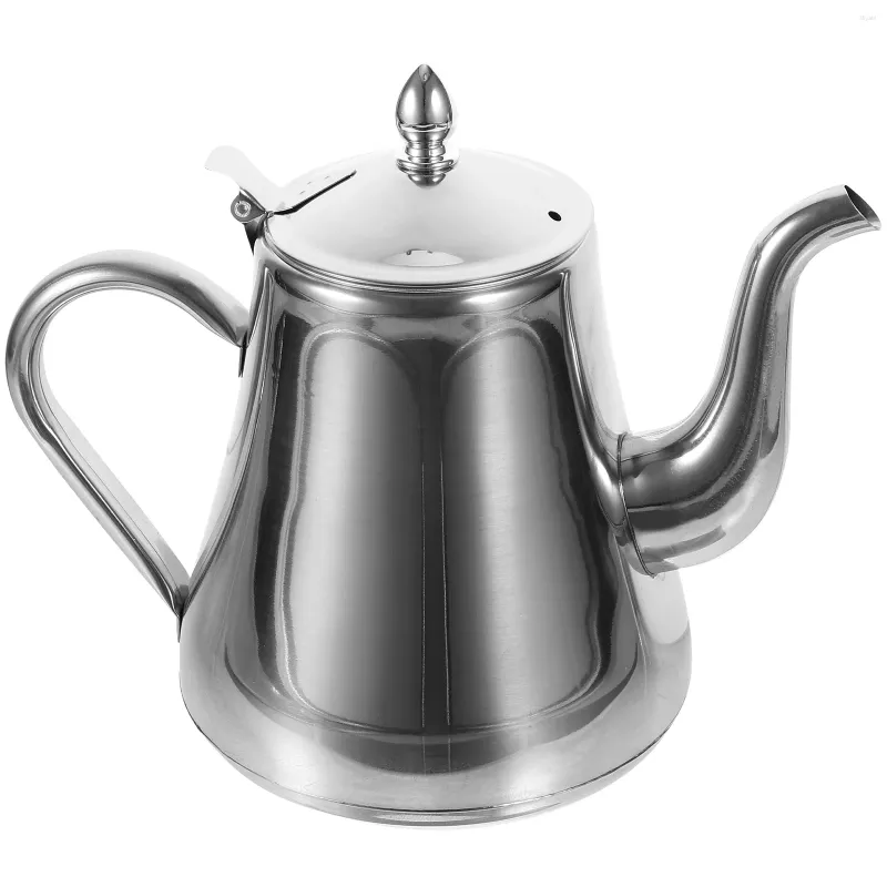 Ensembles de vaisselle Bouilloire à thé en acier inoxydable Verser sur une cafetière en argent Chauffe-eau sur la cuisinière