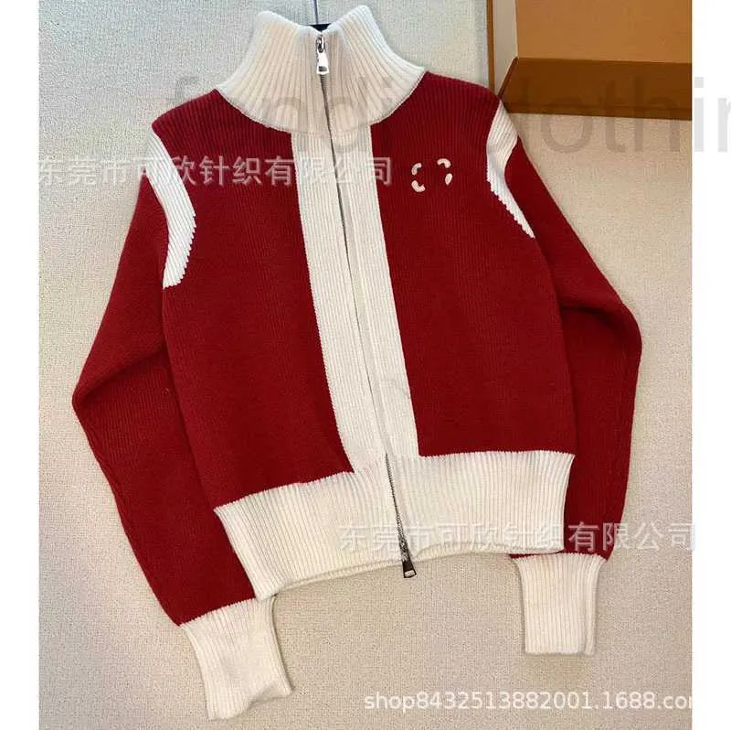Suéteres para mujer Marca de diseñador Cárdigan de punto de lana con cremallera de viento Rojo de Año Nuevo Sweet Little 2024 Modelo MWL4