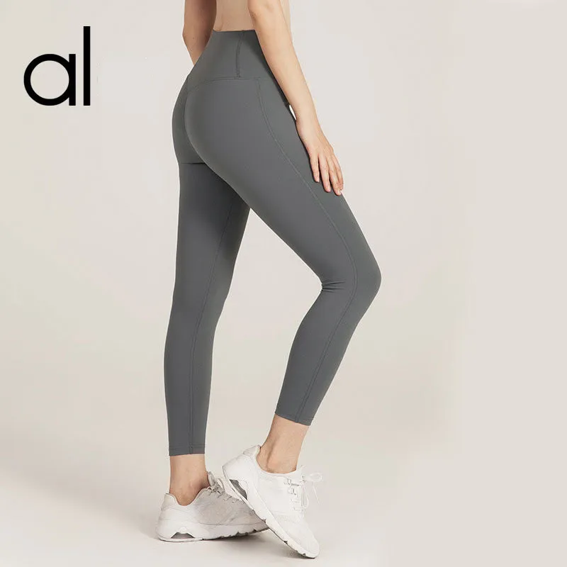 AL08 Femmes pantalons de yoga leggings taille haute vêtements d'entraînement noir rose couleur unie course vêtements de sport élastique Fitness dame pantalons de sports de plein air tenue de yoga prana