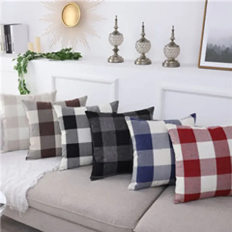 45*45 cm Plaid ränder Kuddfodral Soffa midja kudde täcker Bildekoration fast färg tjockare kudde hem säng leveranser th1288